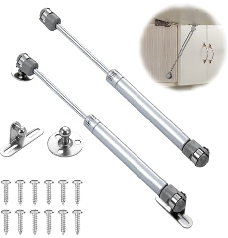 2PCS Amortiguadores de Gas 200N, Resorte de Compresión Hidráulico Amortiguador Pistones Muelles de Gas Bisagra Armario Brazo Amortiguadores Muebles Cocina para Puertas Baño Oficina, Rodamiento 20 kg