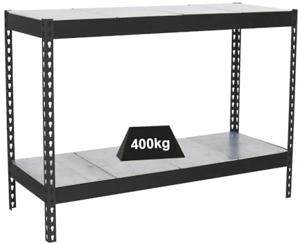PROREGAL Schwerlastregal Mini Metal YETI Two | HxBxT 90x120x60cm | Fachlast 400kg | Anthrazit | Regal Standregal Werkstattregal Lagerregal Kellerregal