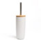 AAMEN Toilet Brush & Holder With Bamboo Lid, Ceramic & Bamboo Toilet Cleaner, Toilet Brush Bathroom Accessories, Bamboo Lid Toilet Brush & Ceramic Holder, Bathroom Cleaning Brush (White)