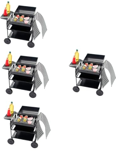 ibasenice 4 Sätze Mini-Grill kreativ Spielzeug bastelbedarf Möbel Kleiner Hausgrill Mini Grill Dekoration Puppenhaus Spiel Requisiten Grill-Set Kochutensilien vorgeben