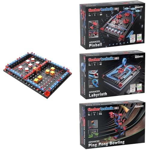 fischertechnik Bundle Advanced Slide Battle, Ping Pong Bowling, Pinball & Labyrinth Baukasten für Kinder ab 7 Jahren, Alle 4 Bausätze kombiniert in einem Bundle