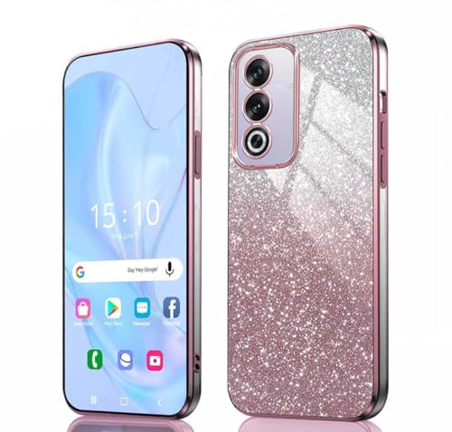 GOKEN Cover per Oppo A80 5G - Custodia Morbida in Silicone Antiurto, Case con Bordi Elettroplaccati e Carta Glitter Integrata -Rosa Sfumato