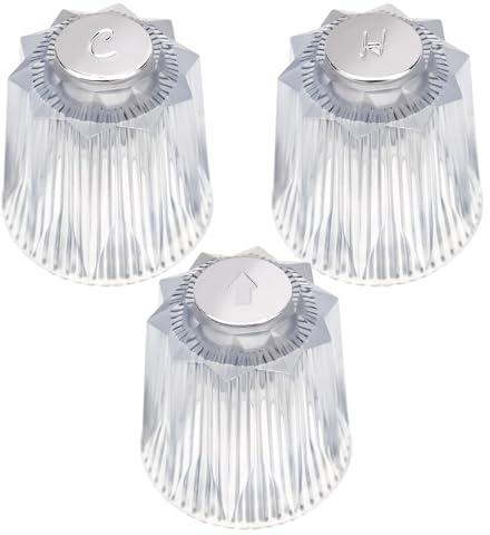 NQEUEPN 3pcs Remplacement de Bouton de Douche, Acrylique Transparent Boutons de Douche Chaud/Froid/Inverseur Compatibles avec Price Pfister Contessa & Windsor Poignée de Robinet de Baignoire