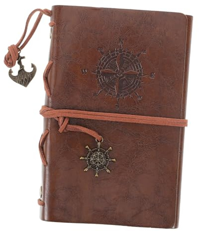 OFFSCH PU Leder Notizbuch Vintage Notizheft mit Nachfüllbarem Kraftpapier für Reisen Tagebuch und Büro Umweltfreundlich und Glatt zum Schreiben Braun