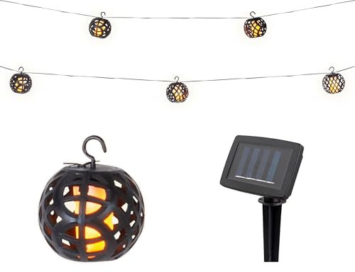 Lumineo LED Solar Lichterkette Kugeln 1,75m - Solarlichterkette mit Flammeneffekt für Garten Balkon - Solarkette Gartenbeleuchtung Partylichterkette - Beleuchtung Außen hängend Gartendeko - Warmweiß