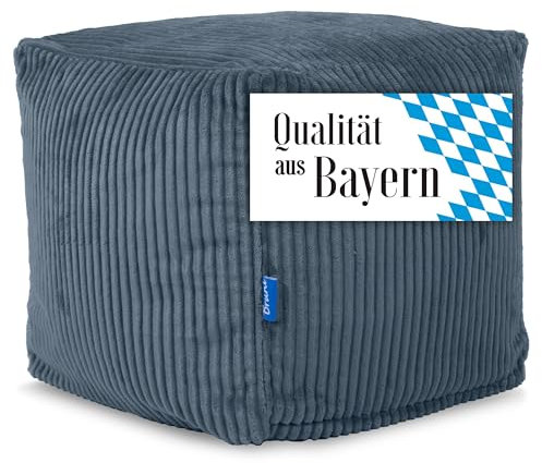 Bruni Sitzwürfel Cubo Cord in Dunkelblau – 40x40x40 cm Cord-Sitzwürfel aus Deutschland, Indoor-Sitzcube, Fußhocker und Bodenkissen