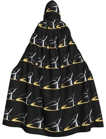 YYHWHJDE The wind blows the windmill Prints Halloween Adult Hooded Cloak for Parties and Costumes