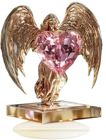 Skulptur Set Wunderschöne Engel Win Gs C Ros S Dekoration Fein detaillierte Win Gs anmutig um die C Ros S Elegante Boho Stil Pr Emium Acryl Material Tumblr Schreibtisch (Gold, One Size)