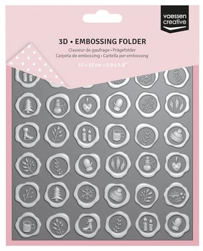 Vaessen Creative 3D Prägeschablonen Papiersiegel von 15 x 15 cm - Bastelbedarf für Grüßkarten - Bastelzubehör für DIY, Karten Basteln, Journaling und Scrapbooking