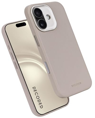 Decoded Lederhülle für iPhone 17, Premium ECCO Leder, MagSafe Kompatibel, Vollständiger Kameraschutz, Metalltasten, Stoßfest, Kratzfest, Glas Kamera Taste, Beige