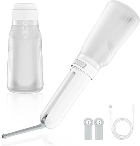Bidet da viaggio portatile, 400 ml, impermeabile IPX7, doccia a 3 pressioni, pulizia esterna, cura delle emorroidi, compagno di campeggio (bianco)