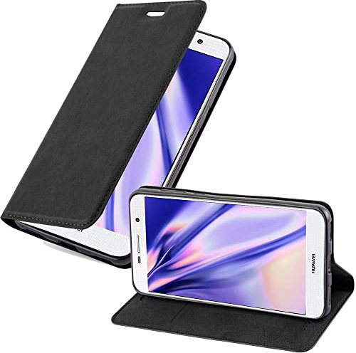 cadorabo Coque pour Huawei Y6 2017 en Noir Nuit - Housse Protection avec Fermoire Magnétique, Stand Horizontal et Fente Carte - Portefeuille Etui Poche Folio Case Cover