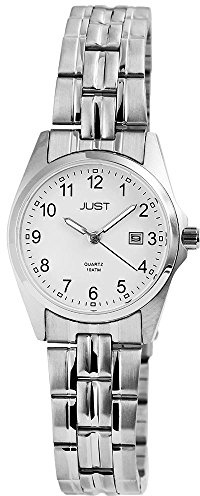 Just Esra Damen – Uhr Edelstahl Armbanduhr Datum Anzeige Analog Quarz JU10119 (Silberfarbig)