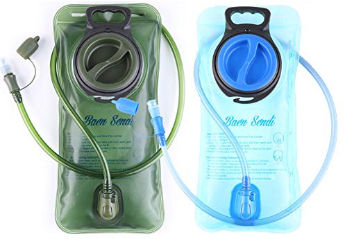 Baen Sendi 2 Pack Hydration Bladder 2 Liter/70 oz - Water Bladder Pack of 2(1 Piece Blue+1 Piece ArmyGreen) - BPA Free Hydration Pack Replacement