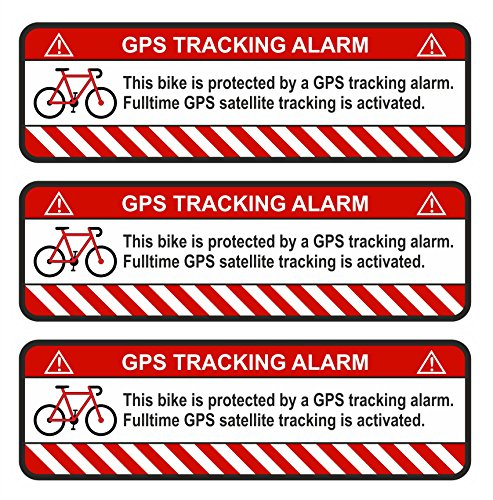 3x GPS Aufkleber Fahrrad Motorrad Auto -Finest Folia Alarm Warnung Anti Diebstahl Sticker Tracker gesichert R055 (Weiß, Fahrrad)