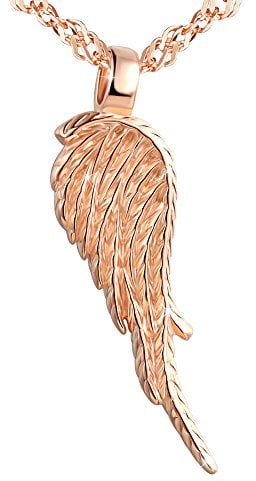 Yumilok Roségold 925 Sterling Silber Anhänger Halskette Engelsflügel Feder Kette mit Anhänger für Damen Mädchen