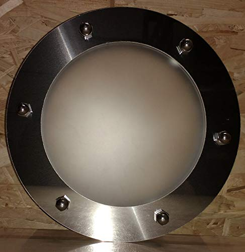 Bullauge flach 230 mm Edelstahl INOX Glas matt Hutmuttern