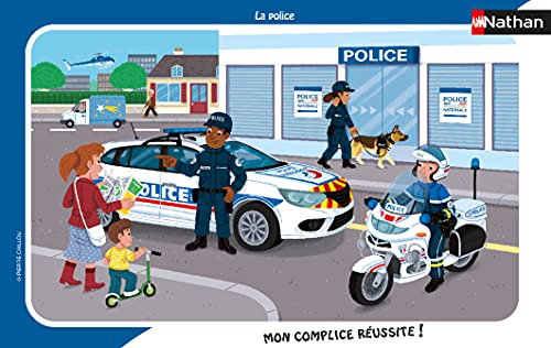 Nathan – Kinderpuzzle – Rahmen 15 Teile – Polizei – Mädchen oder Jungen ab 3 Jahren – hochwertiges Puzzle – Dicker und robuster Karton – Alltag und Arbeit – 86139