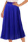 DRESSTELLS Faltenrock Damen Midi Plisseerock Elegent Boho Elastisch Chiffon Rock A-Linie Vintage Retro Rock Royalblue S