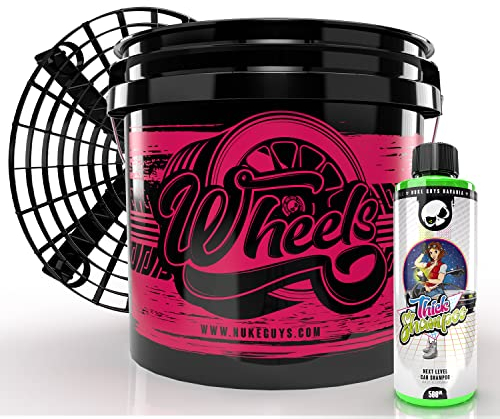 Nuke Guys professionelles Auto Waschset für die optimale Handwäsche: Basis Motorrad & Felgenset mit Nuke Guys Wheels Bucket 3,5GAL, Thick Shampoo 500ml Konzentrat + Grit Guard Einsatz