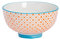 Nicola Spring Patterned Rice Bowls - Orange - 11.5cm - Porcelain Flower Print Design Noodle Serving Snack Bowls for Snacks, Pasta, Noodles, Fruit, Cereal, Salads