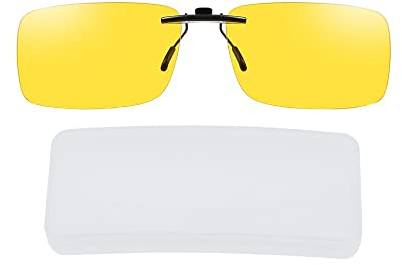 UYUYong Clip on Sunglasses Yellow Glare-Free Flip-Up Polarised Sunglasses 7g Light Night Driving Glasses Clip on for Driving Outdoor Sport Clip Style Sunglasses for Myopia Glasses -HD Vision
