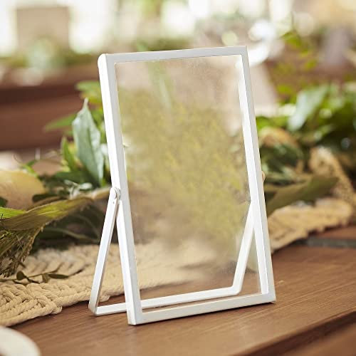 Aufsteller Deko-Rahmen Foto-Rahmen Bilder-Rahmen zum Beschriften für Tischnummern Menü Sitzplan etc. freistehend Tisch-Deko Hochzeit Hochzeits-Deko aus Glas & Metall in weiß 15 x 10cm