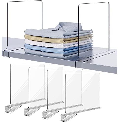 GOCUODE 4 Stücke Acryl Kleiderschrank Regaltrenner,Multifunktional Regalteiler Schrank,Trennwand Regal Organizer für Kleiderschränke,Schränke,Bücherregale (4 Stücke)