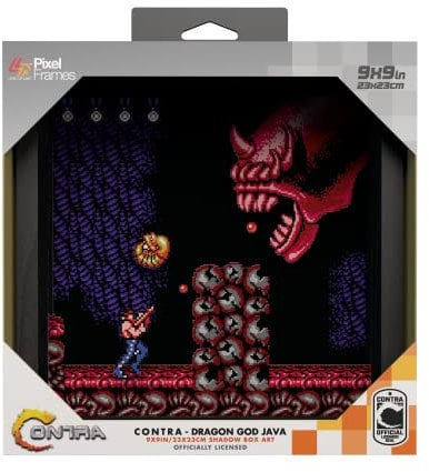 Level Up Labs Pixel Fraes: Contra – Dragon God Java – 3D Shadow Box – Gerahmtes Dekor für Wand, Zuhause, Regal, Display, Spielposter, Kunstsammlerstücke, Jungen, Mädchen, Spielzimmer, Dekoration