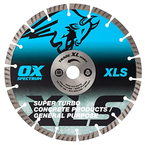 OX Tools Trade XL Super - Turbo Segmented Diamond Blade - Concrete & GP - 230/22.23mm, Blue