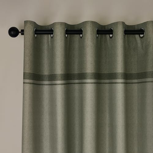 Catherine Lansfield Melville 90x90 Inch Lined Eyelet Curtains Two Panels Green