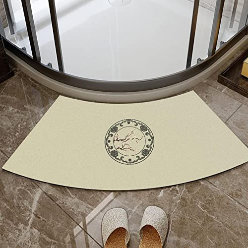PRELGOSP Gebogene Duschmatte, Kieselgur Duschmatte Viertelkreis, Saugfähige rutschfest Duschvorleger Eckdusche die Sich Perfekt an Eine Runddusche Anpasst,D,45x100cm