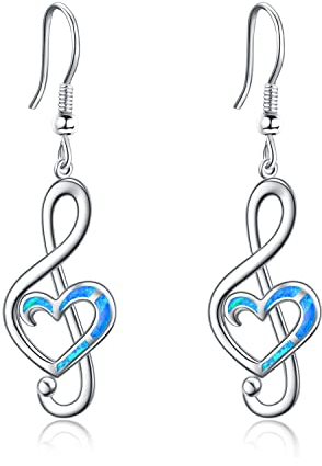 Musik Note Ohrringe für Frauen Sterling Silber Erstellt Opal Dangle Ohrringe Musikschmuck für Tanz Musik Liebhaber Geburtstagsgeschenke für Teen Mädchen Ihr Lehrer