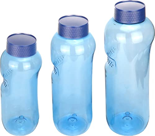 Spar Set 3 Größen 1x 0,5L 1x 0,75L 1x 1L Tritan Trinkflaschen Greiner BPA frei enthält neue blaue Deckel mit integrierter Dichtung