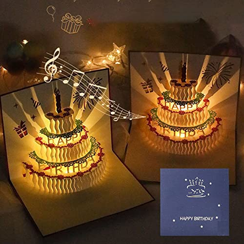 Glückwunschkarten, 3D Geburtstagstorte, Pop Up Grußkarte, änner & Frauen, beste Freundin, Schwester, Bruder, Mutter, Vater, Ehemann, Ehefrau, Weihnachten, Umschlägen