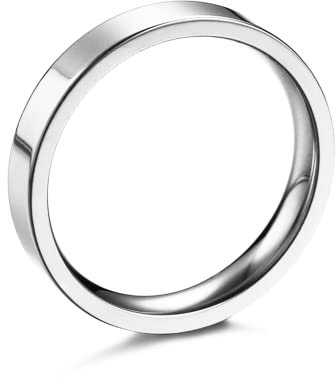 AURSTORE Schmuck Ring Mann Frau Ring Edelstahl Verlobung Hochzeit 4mm Größe nach Wahl 51-72 (silber, 64(20.4))