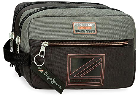 Pepe Jeans Cody Trousse De Toilette Deux Compartiments Adaptable Noir 22x10x9 cms Polyester