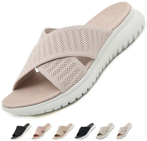 ZDQ Sandales Femme Été Confortable Orthopédique Chaussons Legere Chaussures Plate Claquettes Rose 38