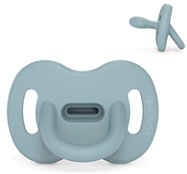 Suavinex, Schnuller aus Silikon, für Babys 6-18 Monate, Schnuller mit physiologischem Sauger Sx Pro, Symmetrisch, Superweich und Flexibel, Einschlafschnuller, Colour Essence, Blau