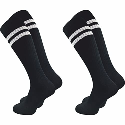 GAWILO Damen Retro Kniestrümpfe (2 Paar) | 78% Baumwolle | knielange Socken im sportlichen Look mit Komfortbund | ohne zu Verrutschen
