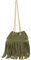 modamoda de T244 Damen Schultertasche Wildleder mit Fransen und Goldkette handmade in Italy, Farbe:Olivgrün