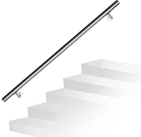Daromigo Edelstahl Handlauf Treppengeländer Geländer Wandhandlauf Wand Treppe mit Wandhalterung und Endkappen, Treppengeländer Innen und Außen für Treppen, Brüstung, Balkon, Länge: 120 CM