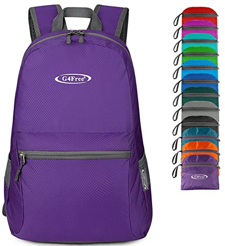 G4Free Petit sac à dos pliable ultraléger imperméable pour le camping, la randonnée, le cyclisme, homme et femme 20 l, Mise à jour violette