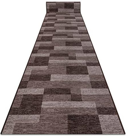 rugsx Antirutsch Teppichläufer Icona - moderner Kurzflor für Küche, Flur & Wohnzimmer, Meterware, Braun 120x900 cm