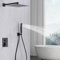 Homelody Système de douche noir encastré avec fonction anti-brûlure, douche de tête à effet pluie de 30 x 30 cm, douchette, corps en laiton