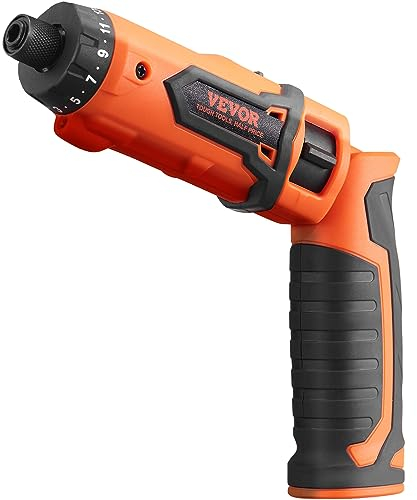 VEVOR Mini Visseuse sans Fil avec Set de 11 Embouts de Vissage Tournevis Électrique Rechargeable 4 V Max. Couple 6,5 Nm 210 tr/min Poignée Pivotante LED Kit pour Réparation de Montre Lunettes Drone PC