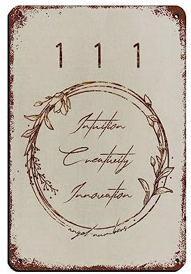 Angel Numbers 111 Art Poster (29) Blechschild Vintage Metall Pub Club Cafe Bar Home Wandkunst Dekoration Poster Retro 20 x 30 cm
