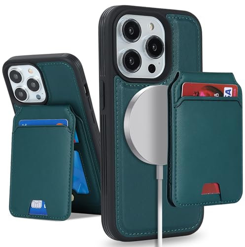 SailorTech Magsafe Coque pour iPhone 13 Pro Max avec porte-cartes Magsafe, iPhone 13 Pro Max Étui portefeuille pour femme Compatible Magsafe Portefeuille détachable 2 en 1 pour homme Vert