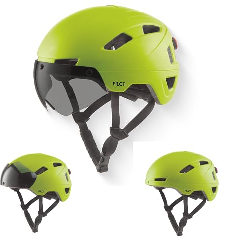 GOOFF Pilot S-Pedelec Helm - Schutz für schnelle E-Bike Fahrten – Fahrradhelm mit Visier und Licht – NTA 8776-zertifizierter Zweirat Helm (Fluoreszierendes Gelb, XL)