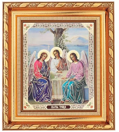NKlaus Die Heilige Dreifaltigkeit Ikone im Rahmen mit Glas 14x16cm christlich 13918